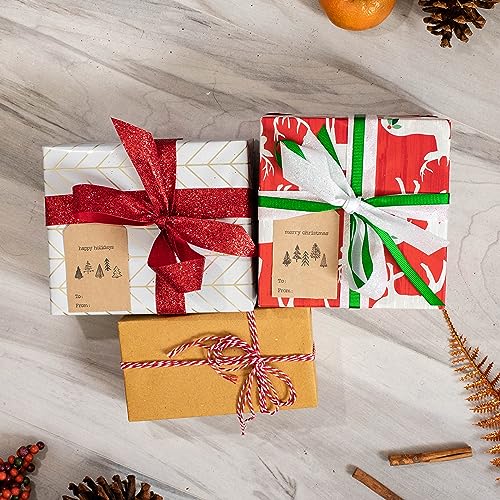 Christmas Tree Gift Tag Stickers 2 x 3 Inch Kraft Tags G926470
