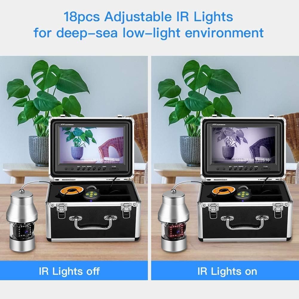 Underwater Fishing Camera 9 inch 360° Camera 1000TVL 18 IR Lights 30M Cable F560