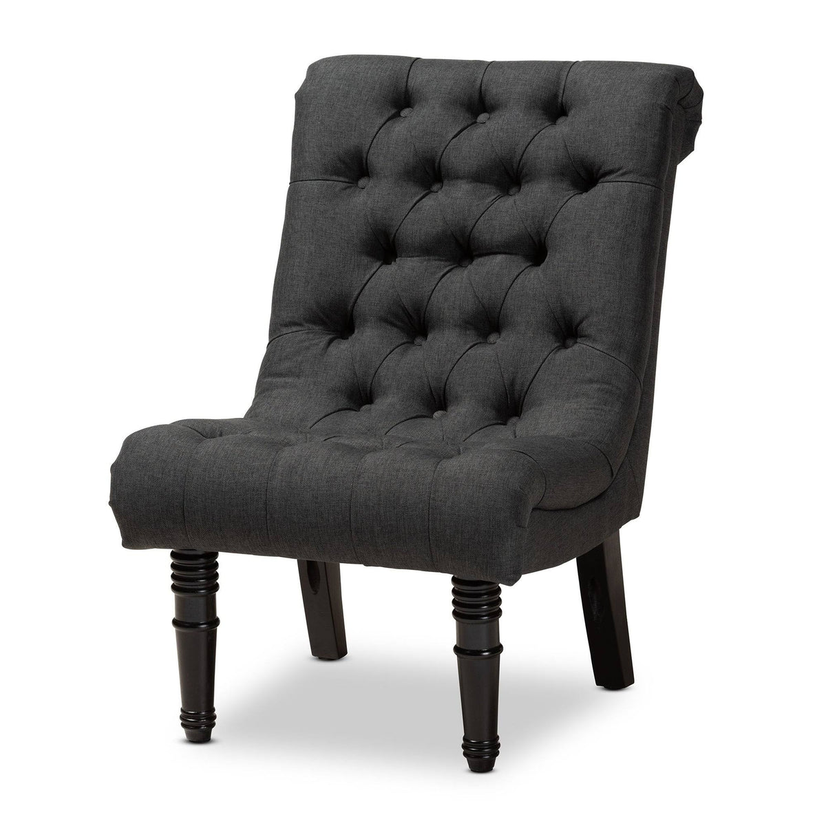 Grey Fabric Upholstered Wood Accent Chair Y684892