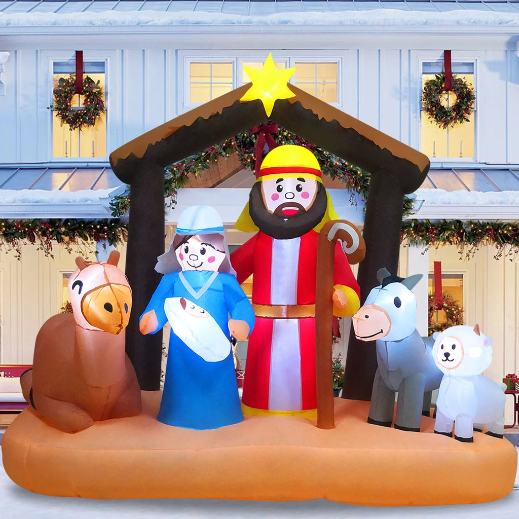 6ft Christmas Inflatables Nativity Scene with Build-in LEDs G867