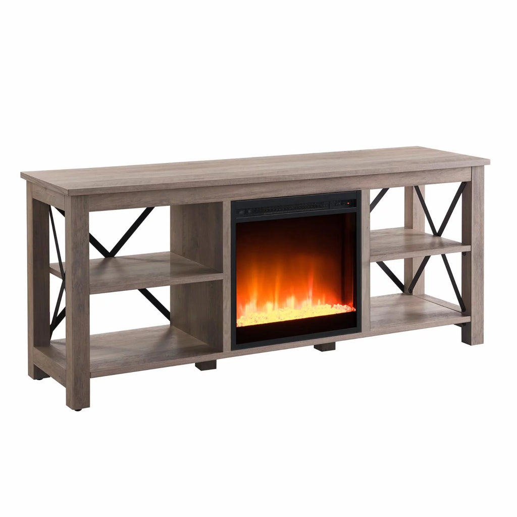 White Oak Electric Fireplace TV Stand with 2 Doors G30503
