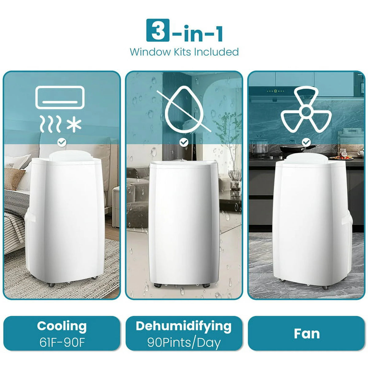 10200BTU Portable Air Conditioner White 3 in 1 Q54995