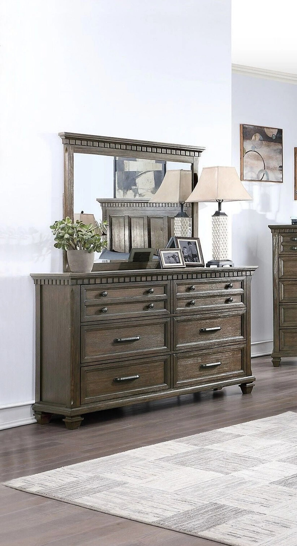 Antique Brown Queen Size 4pc Bedroom Furniture F417