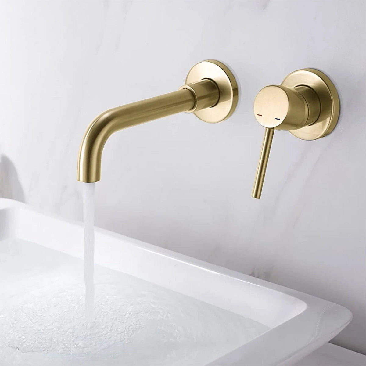 Yellow Wall Mount Single Handle Bathroom Sink Faucet with Drain P69508