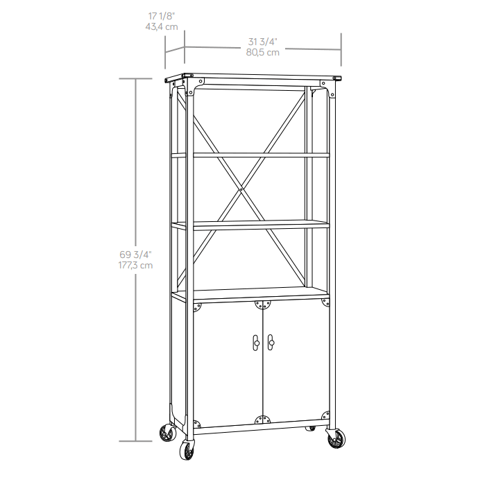 Rustic Bookcase with Doors I592779
