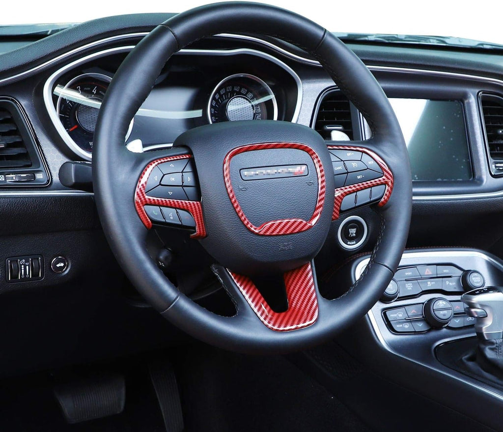 Red Carbon Fiber Texture Steering Wheel Trim H8712
