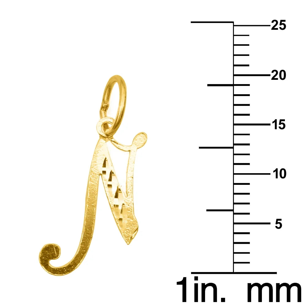 14K Yellow Gold Diamond-Cut Initial Pendant Necklace with 16" Chain N155