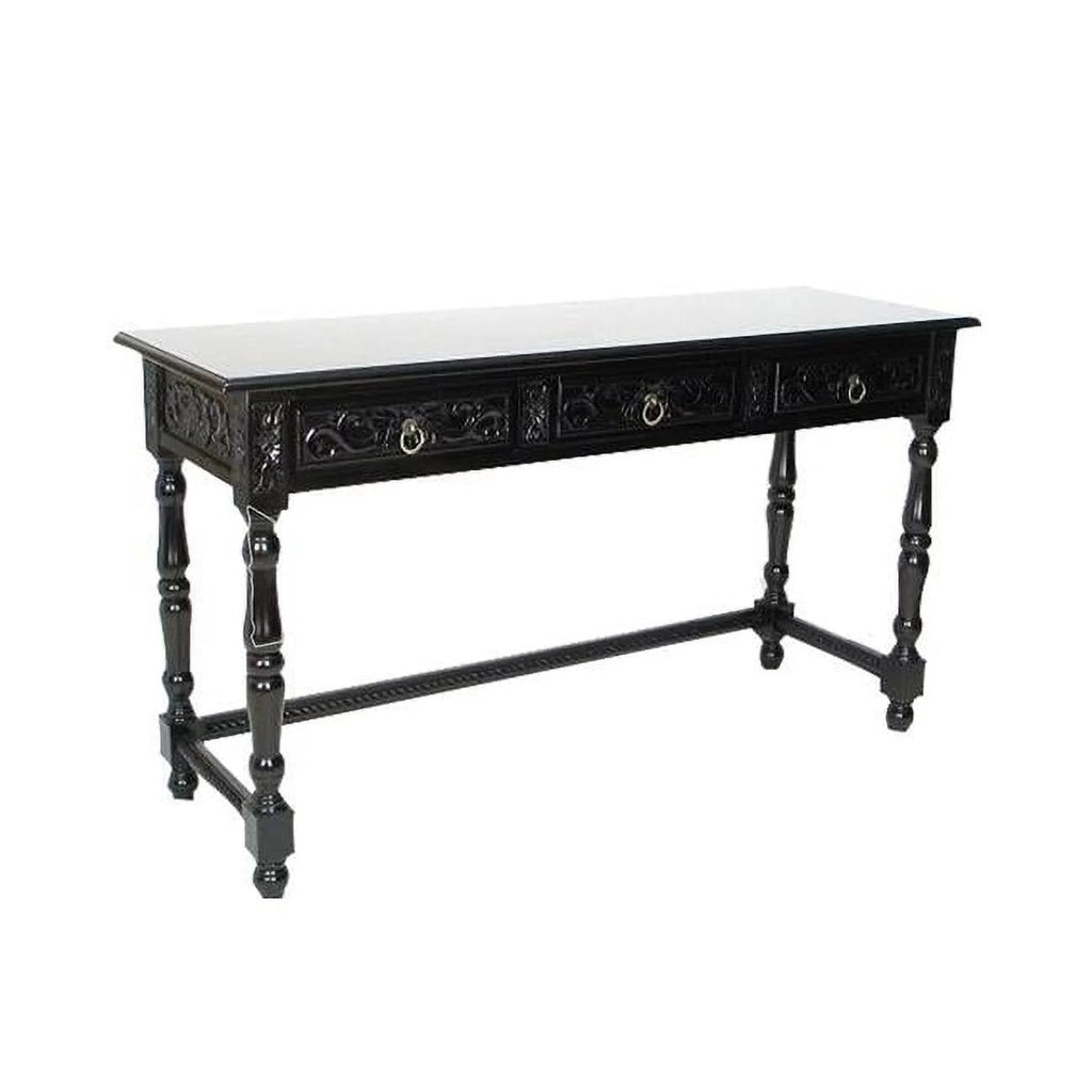 Black Wooden Console Table with Turned Legs V625
