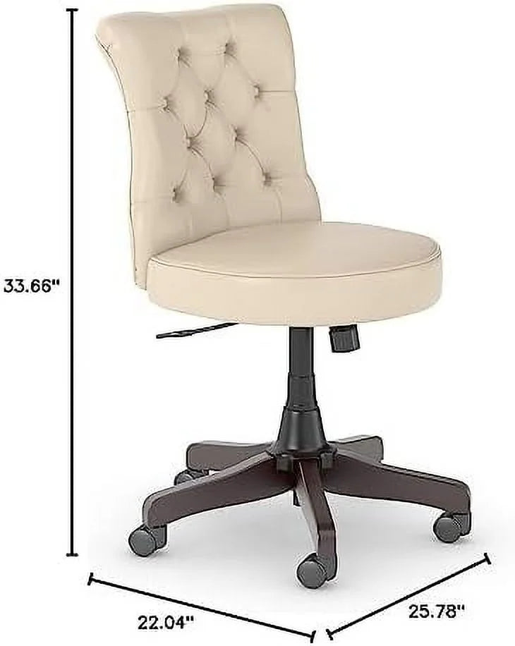 Antique White Leather Mid Back Tufted Office Chair G232659