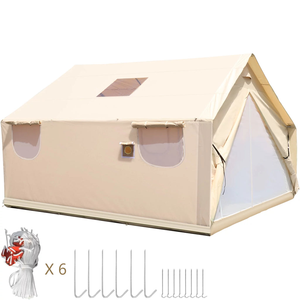 Canvas Wall Tent 10x12ft with PVC Storm Flap Waterproof with Stove Hole V70861