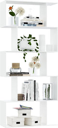 White 5-Tier Wooden Geometric Bookcase N720