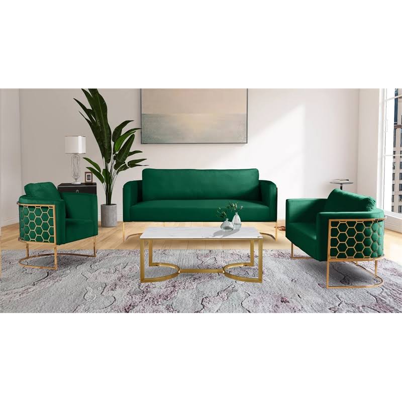 Green Velvet Gold Chair X31725