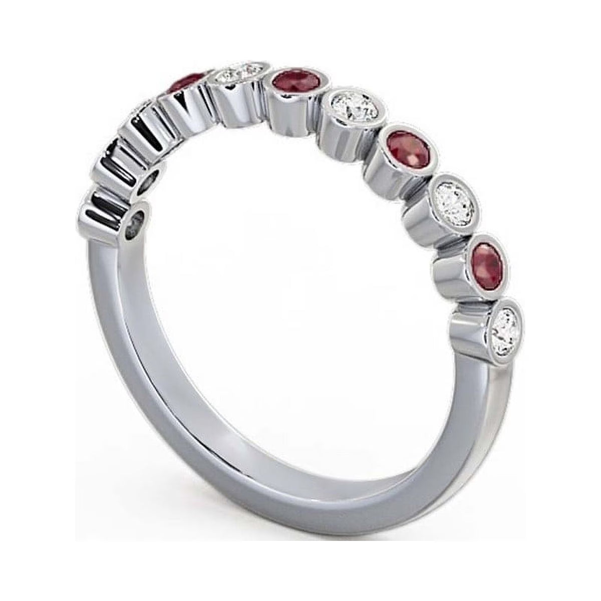 14K White Gold Eternity Band with Natural Diamond and Ruby C459128