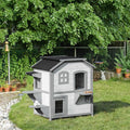 Wooden 2-Story Outdoor Cat House with Escape Door F159445