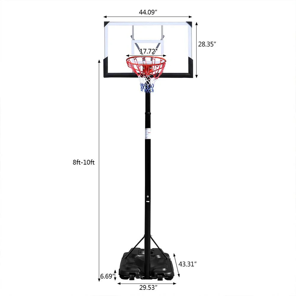 44in Portable Adjustable Basketball Hoop with Wheels C6821