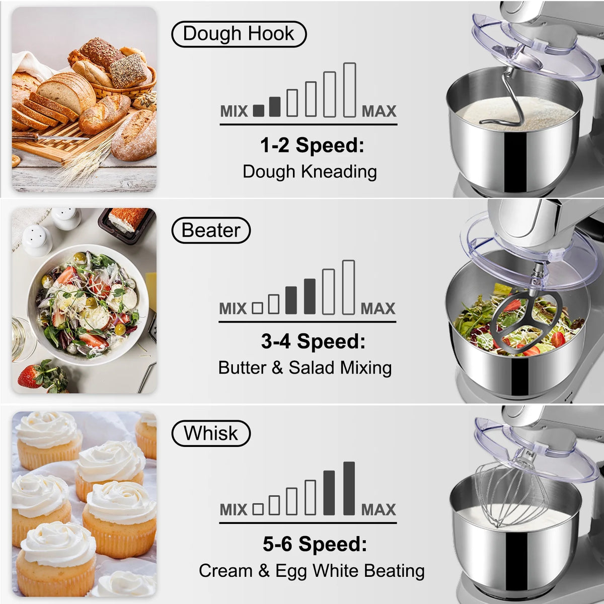Stand Mixer Tilt Head Dough Mixer 7L 450W 6 Speed B2607