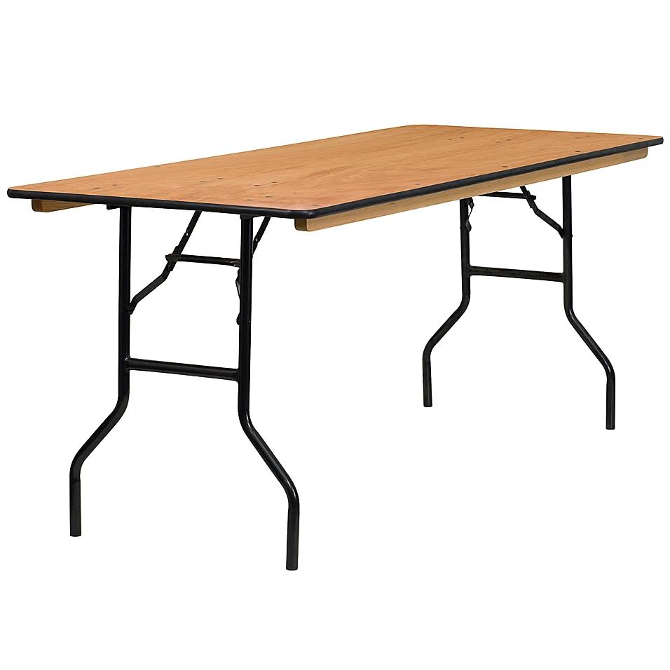 6' Rectangular Wood Folding Banquet Table X412695