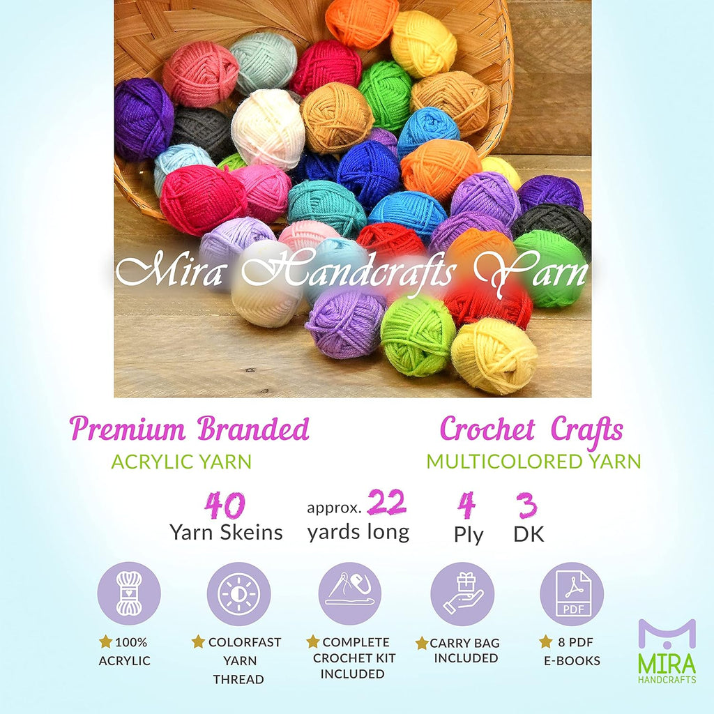 40 Colorful Acrylic Yarn Kit with 875 Yards N8372