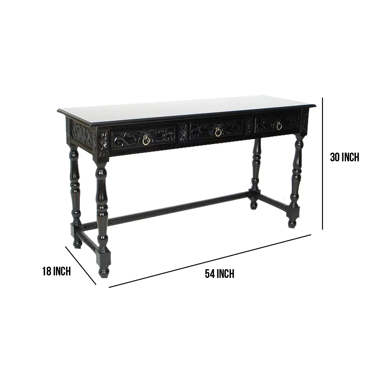 Black Wooden Console Table with Turned Legs V625