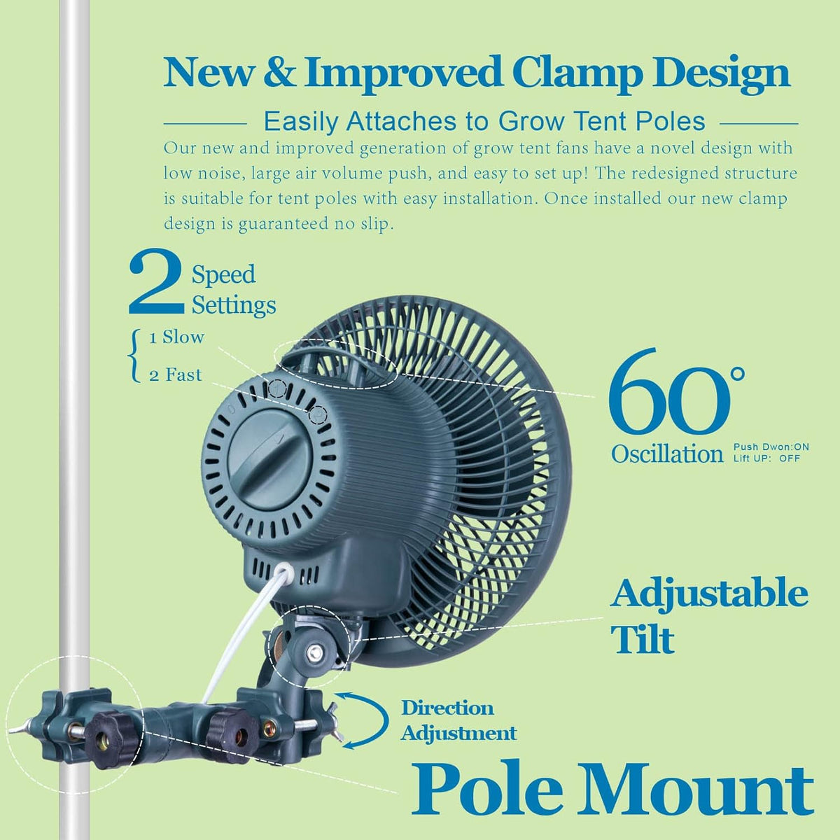 Oscillating 6 inch 2 Speed Clip on Fan V5376