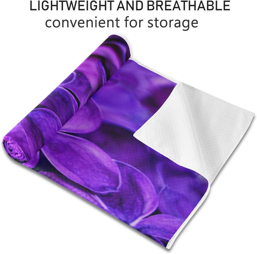 Lilac Purple Floral Non Slip Yoga Towel 73x 27 Inch with Storage Bag B927