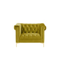 Cognac Velvet Button Tufted Club Chair M6666