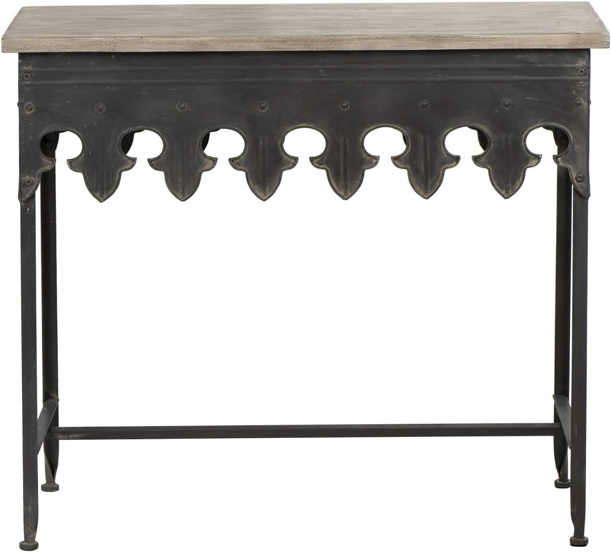 Metal Scalloped Edge Table with Wood Top L936