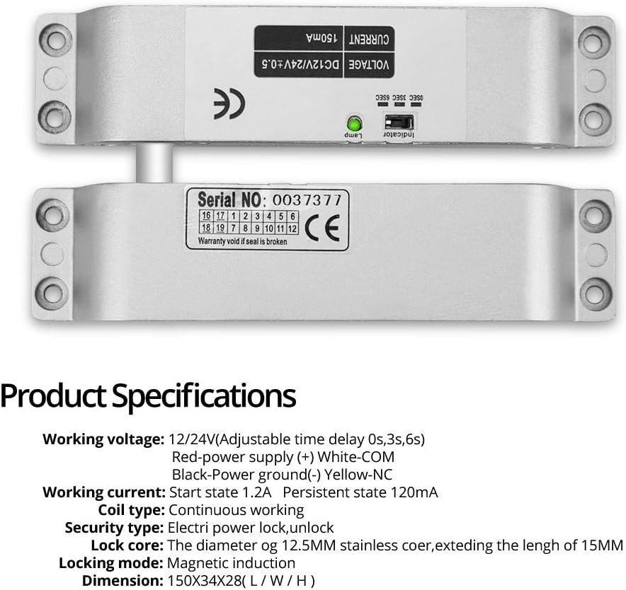 RFID Access Control Keypad 125KHz with DC12V Electric Lock, 3A Power Supply, Exit Button, 10pcs ID Key Cards M182348