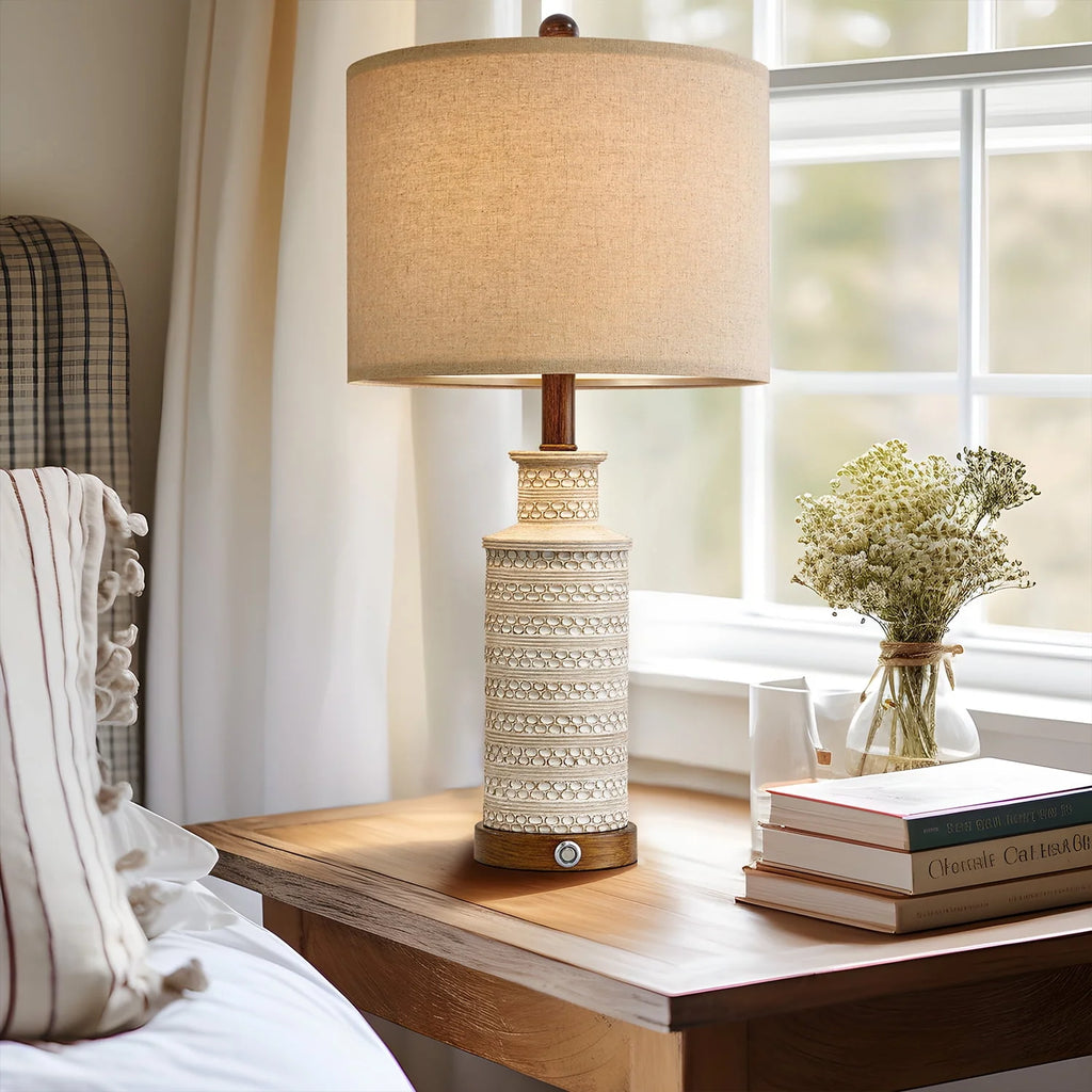 3 Way Dimmable Table Lamp Set of 2 with USB Ports H74914