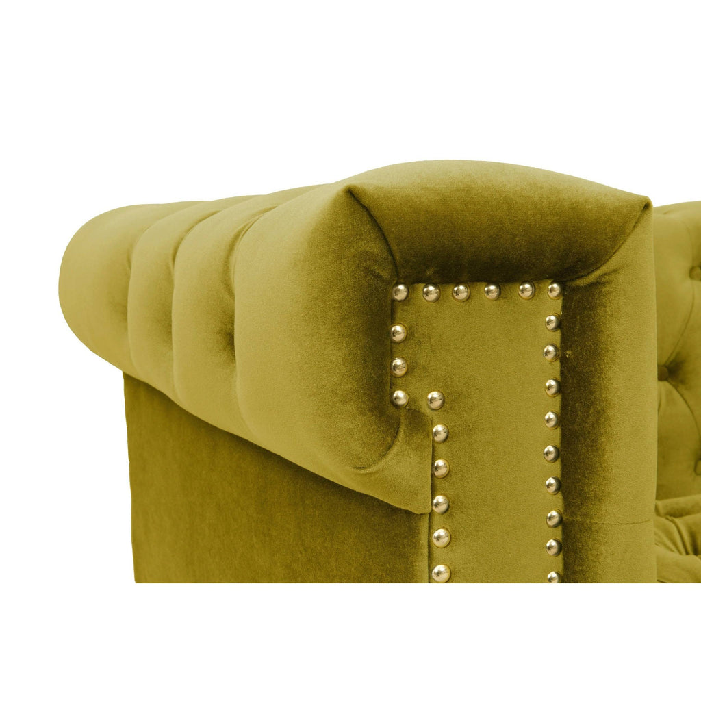 Cognac Velvet Button Tufted Club Chair M6666