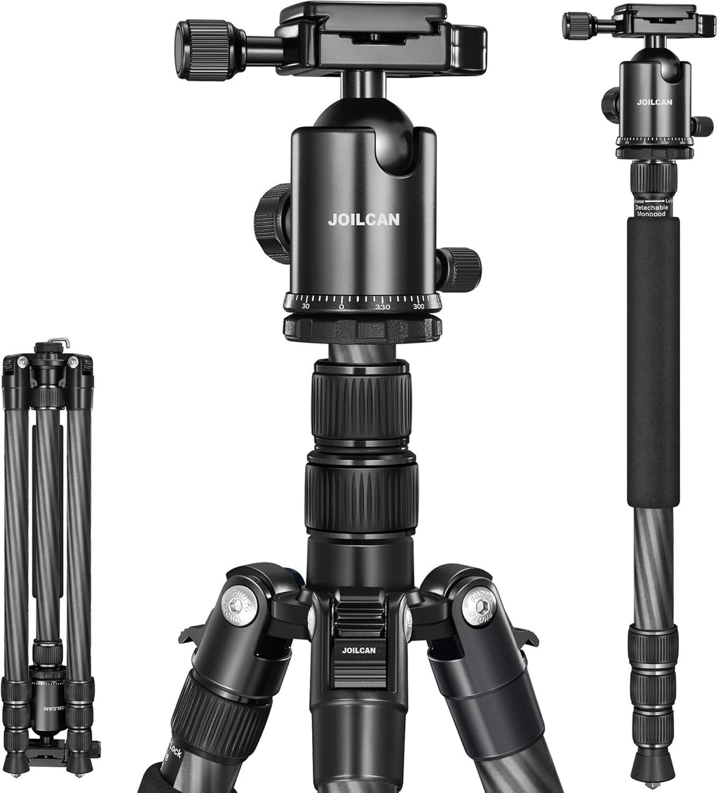 Black Aluminum Camera Tripod Monopod, 360° Panorama Ball Head, 2 Quick Release Plates, 25 lbs Loads, Pack of 2 W460477