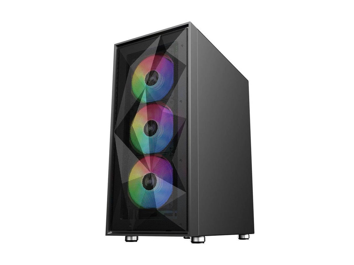 Black ATX Mid Tower Gaming Computer Case with 4 ARGB Fans H928700