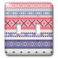 Pink and Bright Blue Aztec Stripes Pattern Double Toggle Switch R8785