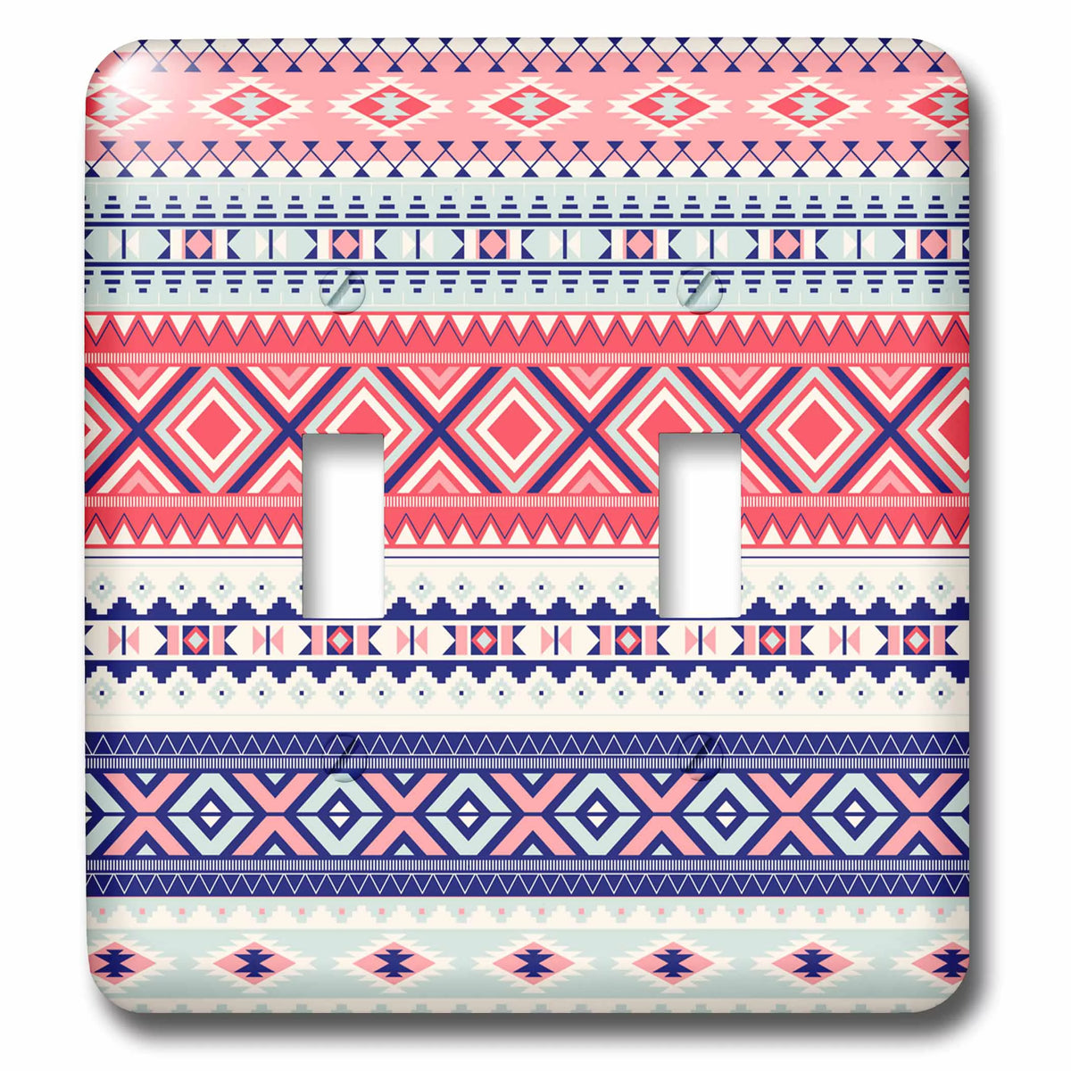 Pink and Bright Blue Aztec Stripes Pattern Double Toggle Switch R8785