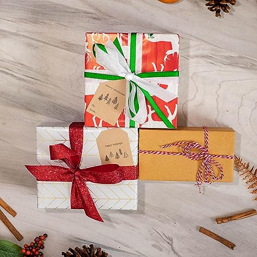 Christmas Tree Gift Tag Stickers 2 x 3 Inch Kraft Tags G926470