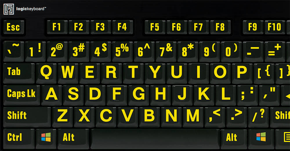 Yellow on Black American English Keyboard Z156096