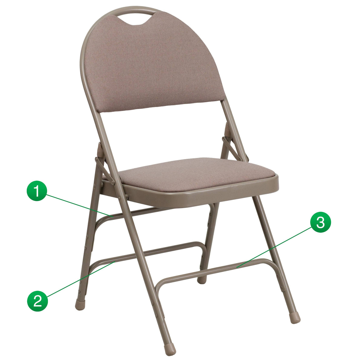 Beige Fabric Metal Folding Chair with Handle K25898