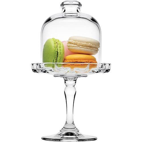 Mini Cake Stand Glass Cupcake Display Plate with Dome Cover Pedestal Dessert Stand Holder Q20066