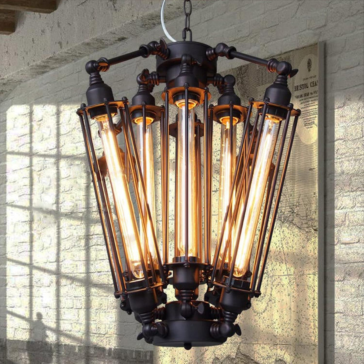 8-Lights Industrial Metal Pendant Chandelier T55550