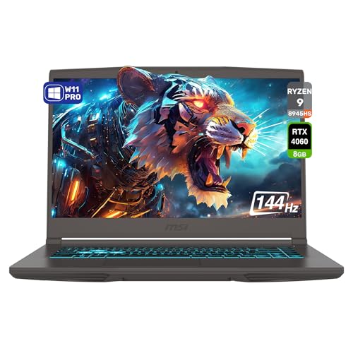 Black 15.6" FHD 144 Hz IPS Gaming Laptop with AMD Ryzen 9 8945HS, 64 GB DDR5 RAM, 2 TB PCIe SSD, Nvidia RTX 4060, Backlit Keyboard, W11 Pro L6107