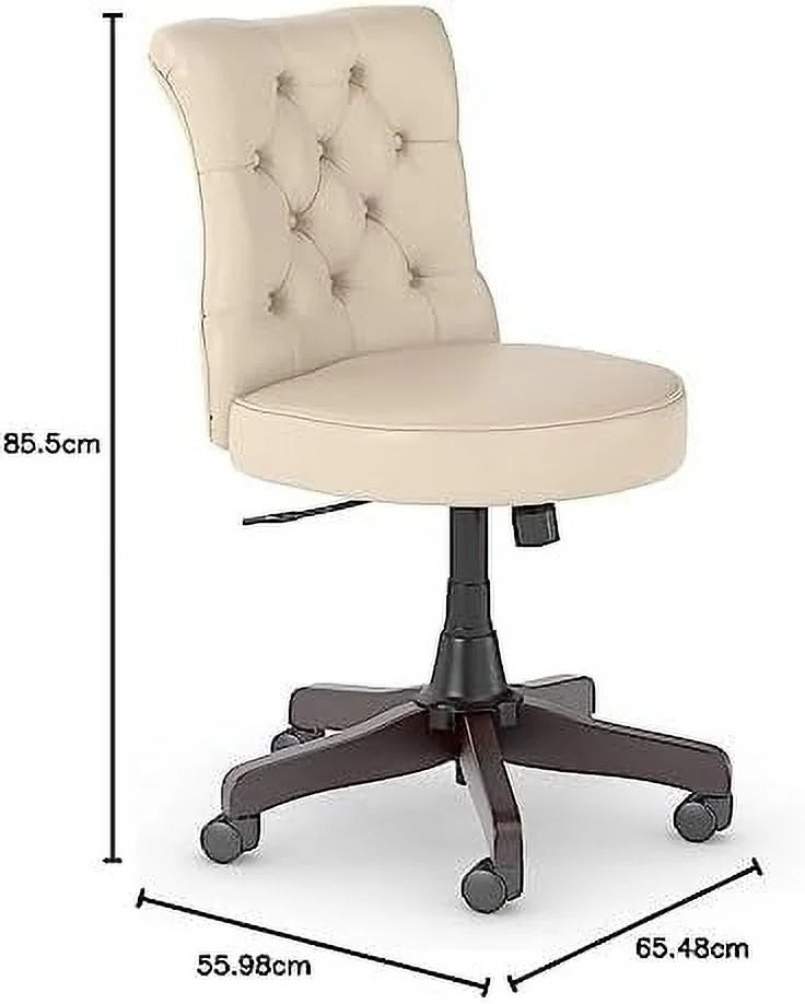 Antique White Leather Mid Back Tufted Office Chair G232659