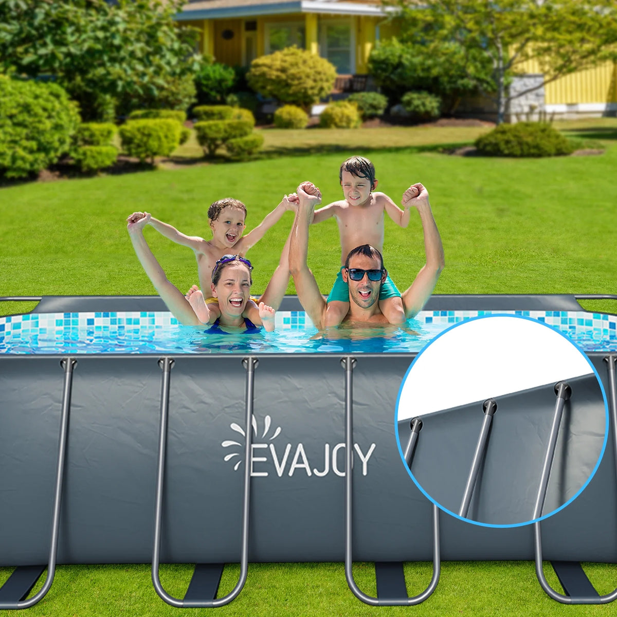 Rectangle Metal Frame Above Ground Swimming Pool T7280
