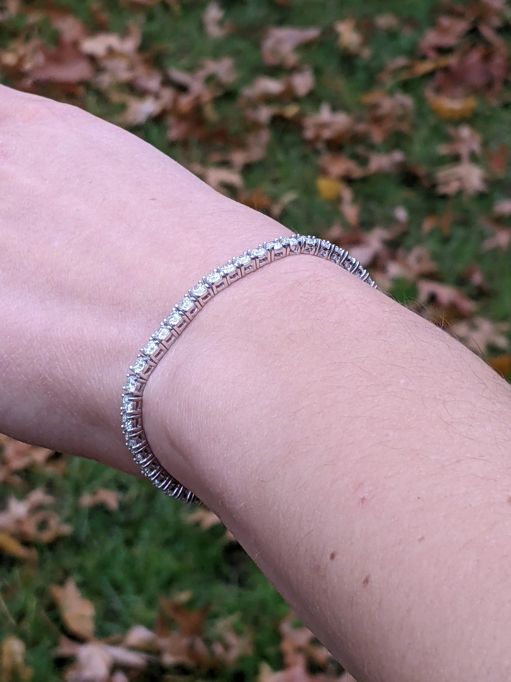 18k White Gold Plated Tennis Bracelet 4MM with Round Moissanite Y123