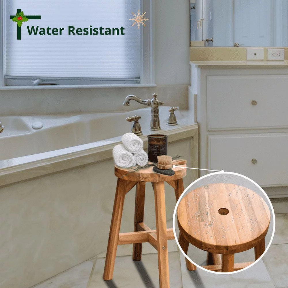 Acacia Wood Stool Round Top Natural Color H333