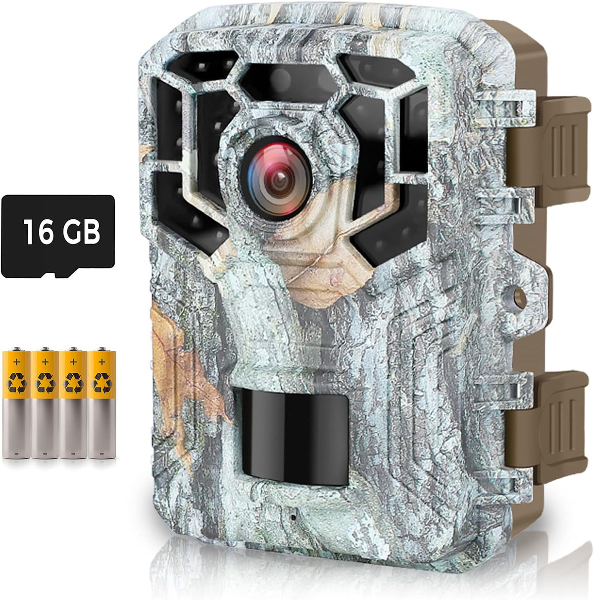1080P 16MP Mini Hunting Trail Camera with 16GB SD Card and 4 Batteries, Pack of 2 Y574012