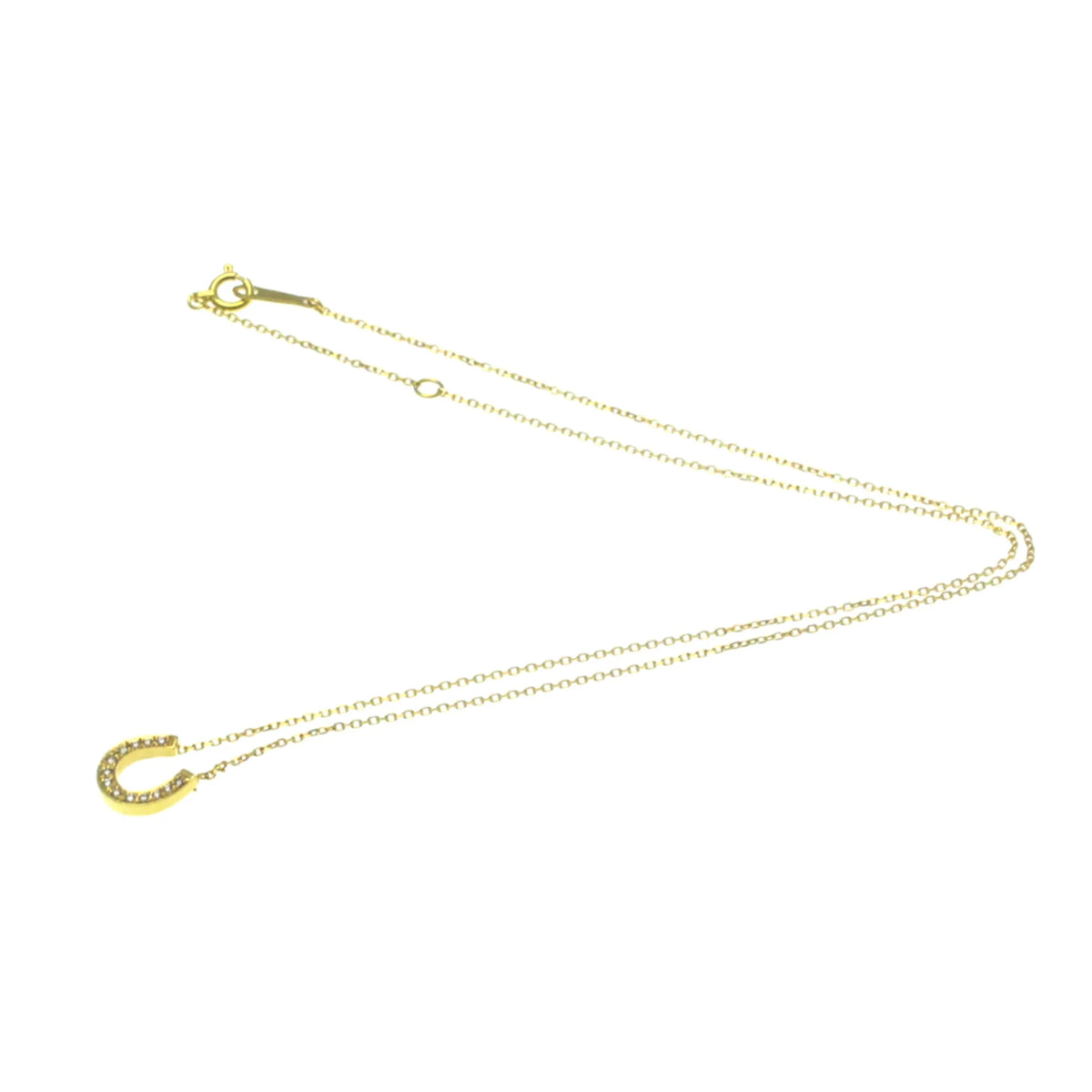 18K Yellow Gold Horseshoe Diamond Pendant Necklace K717518