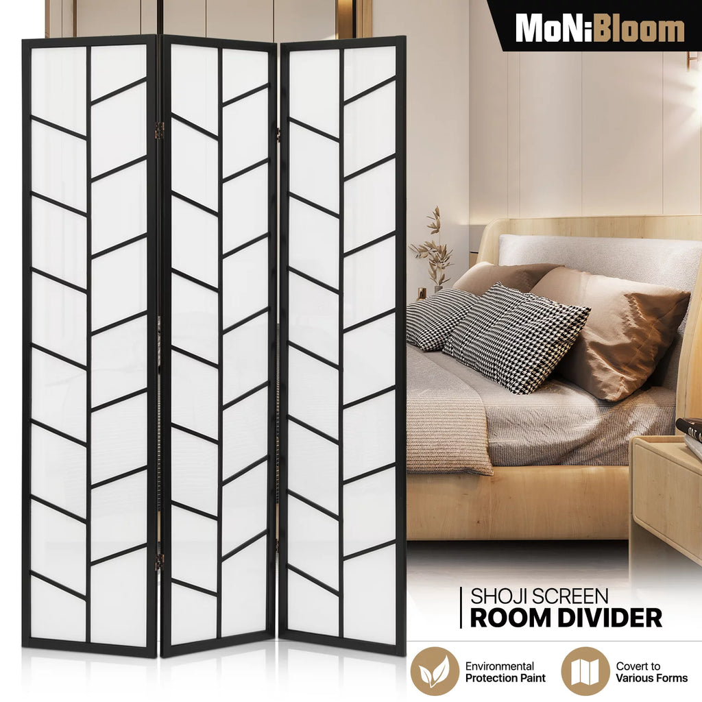 Black 3 Panel Wood Folding Room Divider B28898