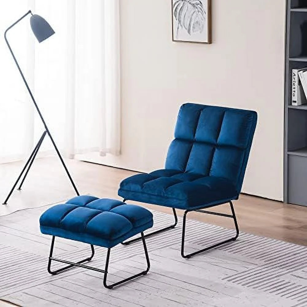 Yellow Velvet Accent Chair with Ottoman S552562