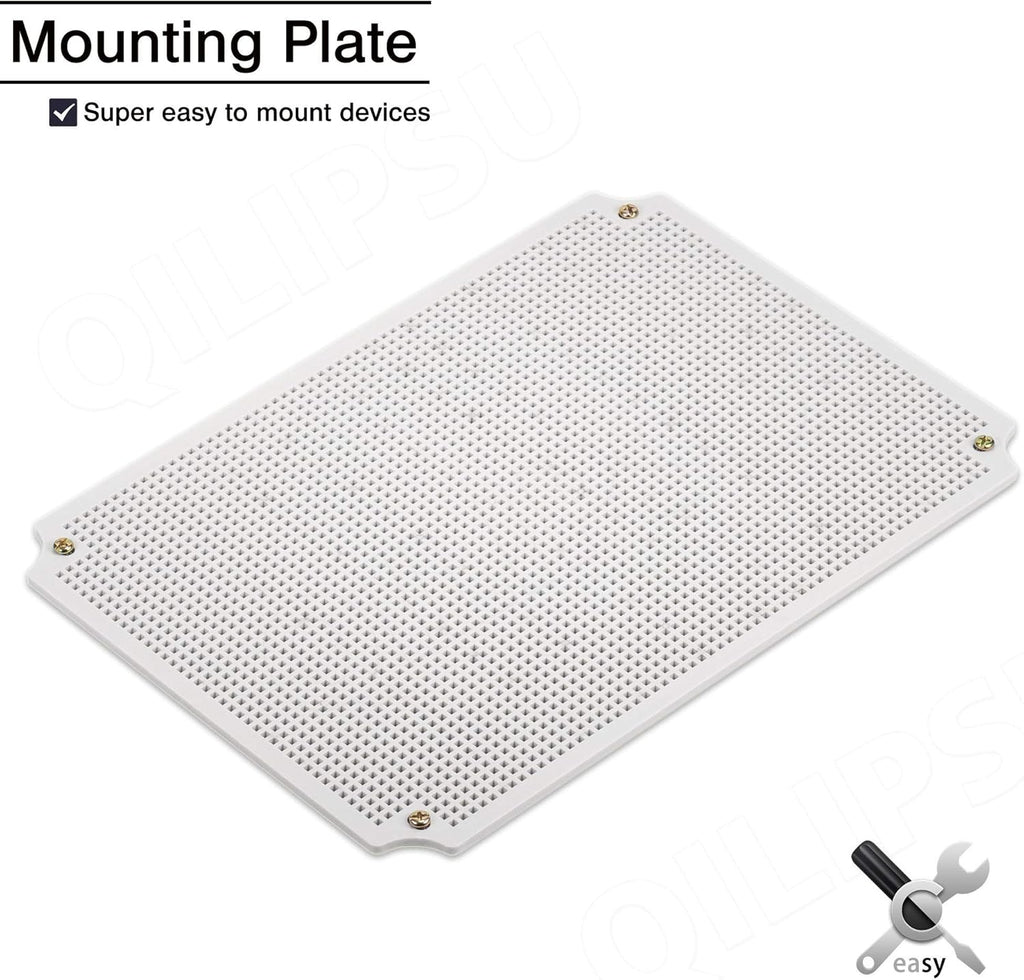 Hinged Cover Stainless Steel Latch Junction Box with Mounting Plate, ABS Plastic IP67 Waterproof Grey T23642