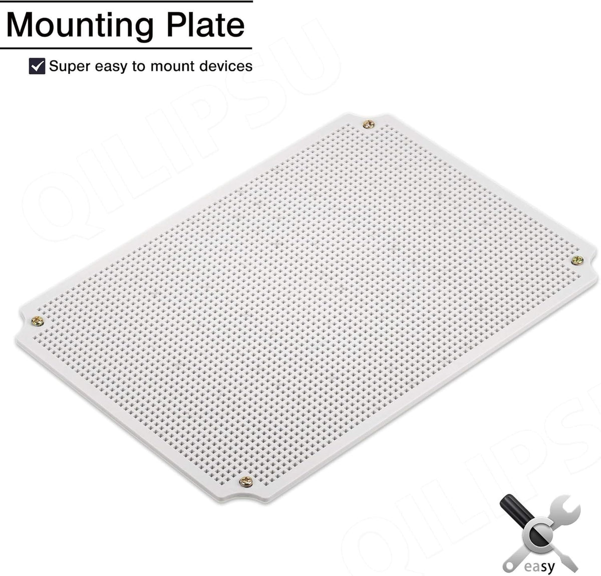 Hinged Cover Stainless Steel Latch Junction Box with Mounting Plate, ABS Plastic IP67 Waterproof Grey T23642